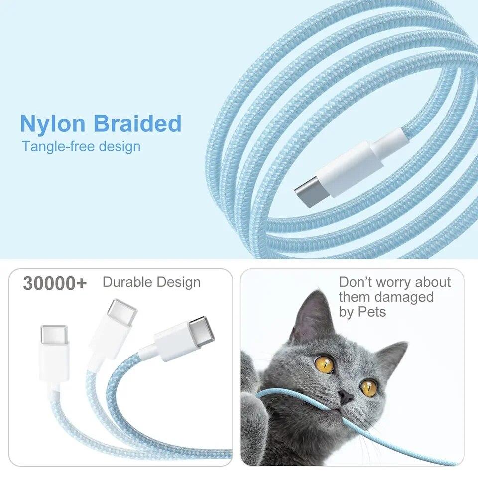 Cavo PD da 60 W da USB C a USB tipo C per iPhone 15 Pro MAX iPad MAC tipo C caricabatterie rapido per Xiaomi Redmi Samsung S22