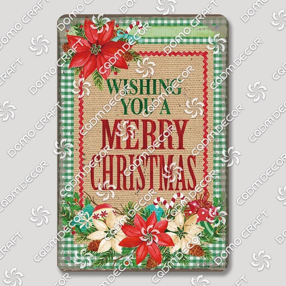 Merry Christmas Hot Cocoa Chocolate Poster Tin Signs Retro Elk Santa Claus Cookies Metal Plate Cafe Kitchen Home Decor Gift