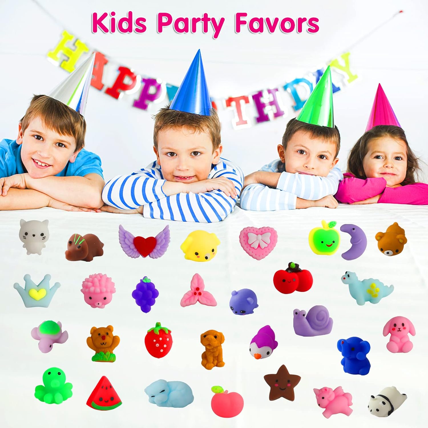 100 Pcs Kawaii Squishies Party Favors for Kids 4-8-12, Mochi Squishy Toys Treasure Box Toys for Classroom Prizes,Stress Relief Fidget Toys Birthday