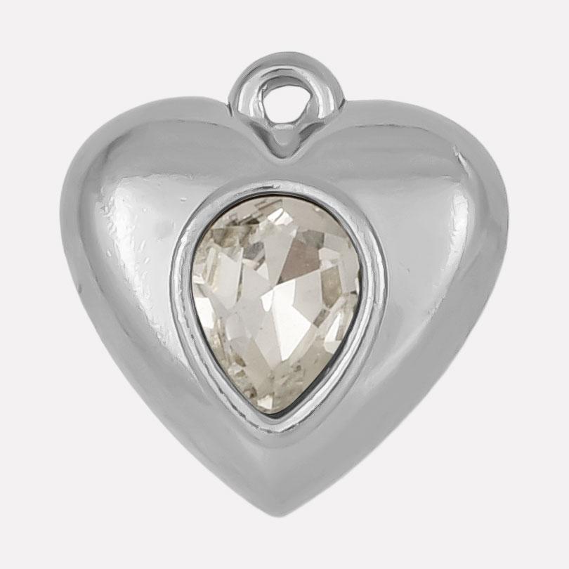 Never Fade Heart Charm Water Drop Rhinestone 6pcs Stainless Steel Charms For Jewelry Making Supplies Metal Pendant DIY Materials