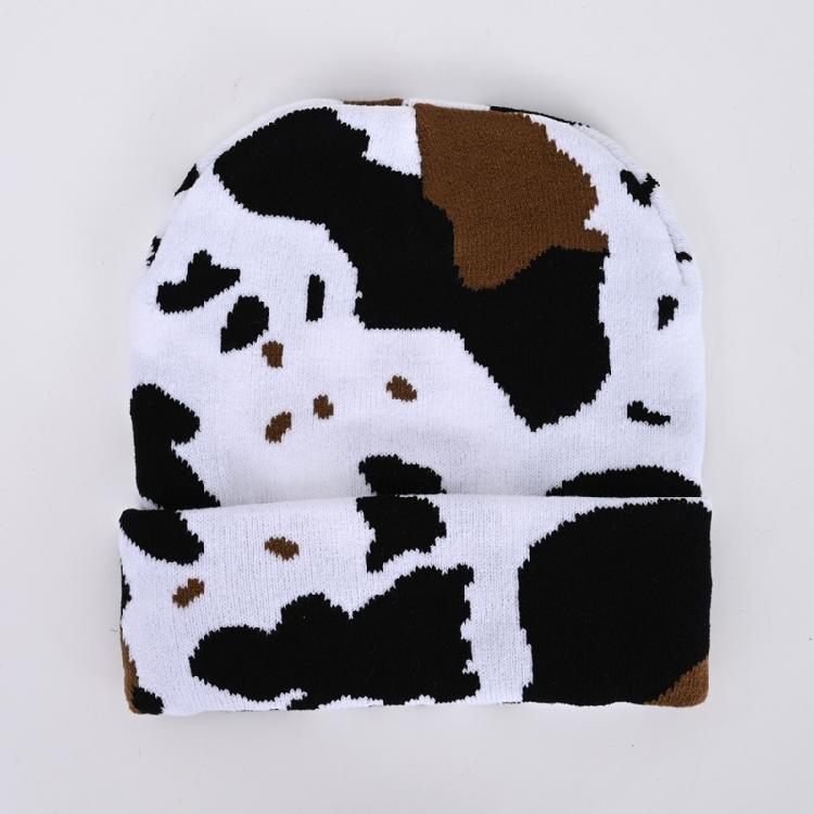 Halloween Knitting Cow Pattern Soft Unisex Hat Adult Outdoors for Ski Cycling