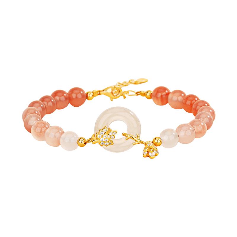 Elegant Hetian Jade & Agate Gradient Bracelet for Women - S925 Sterling Silver, New Chinese Style Peace Buckle Jewelry. S925 Silver