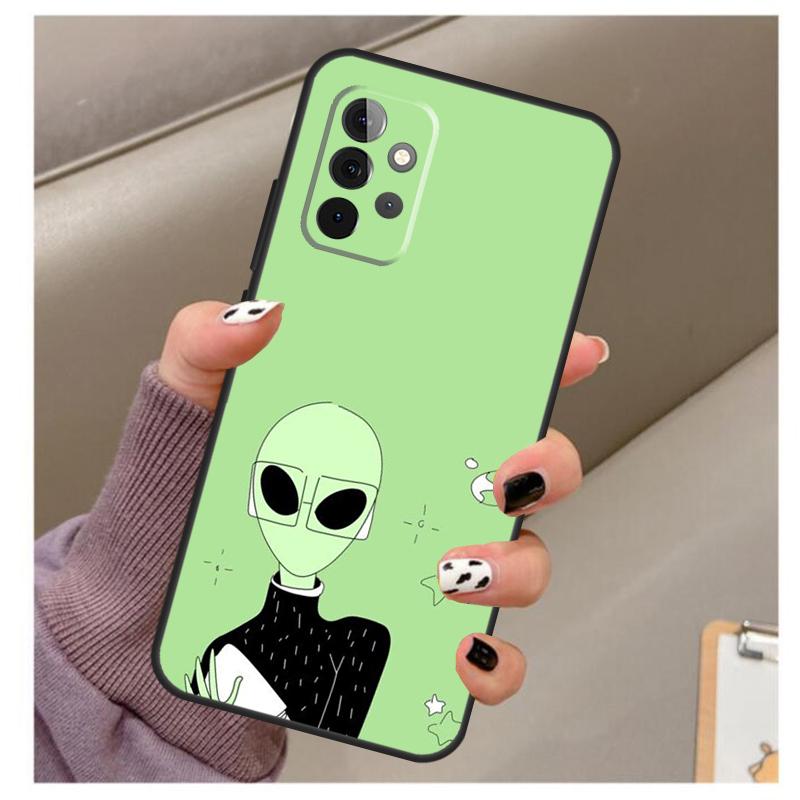 Cartoon Alien Case For Samsung Galaxy A35 A55 A15 A32 A12 A22 A52 A06 A54 A34 A14 A56 A36 A26 A16 A13 A53