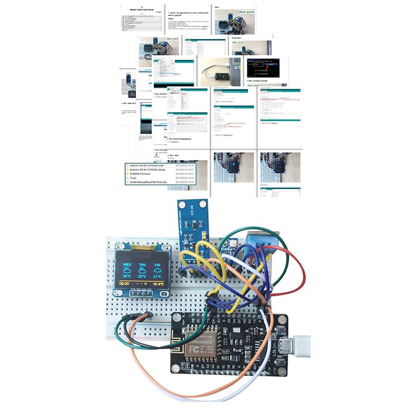 ESP8266 Weather Instrument Kit Weather Station,DHT-11 BMP-180 BH1750 Sensor NodeMCU 0.96'' OLED Board for Arduino IoT Starter