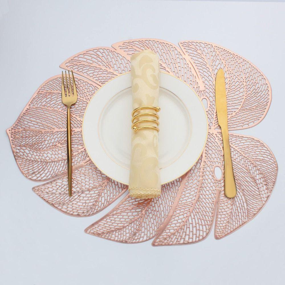 3pcs Anti-stain Table Mat Hollow Coaster Kitchen Accessories Leaf Shape Placemat  Wedding