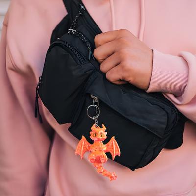 3D Printed Keychain Dragon Winged Design Keyring with Moving Tail Bags Luggage Schoolbags Car Interiors
