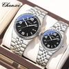 Couple Watch Steel Strap Luxury Quartz Wristwatches Waterproof Men Women Watches Gifts His Her Lover