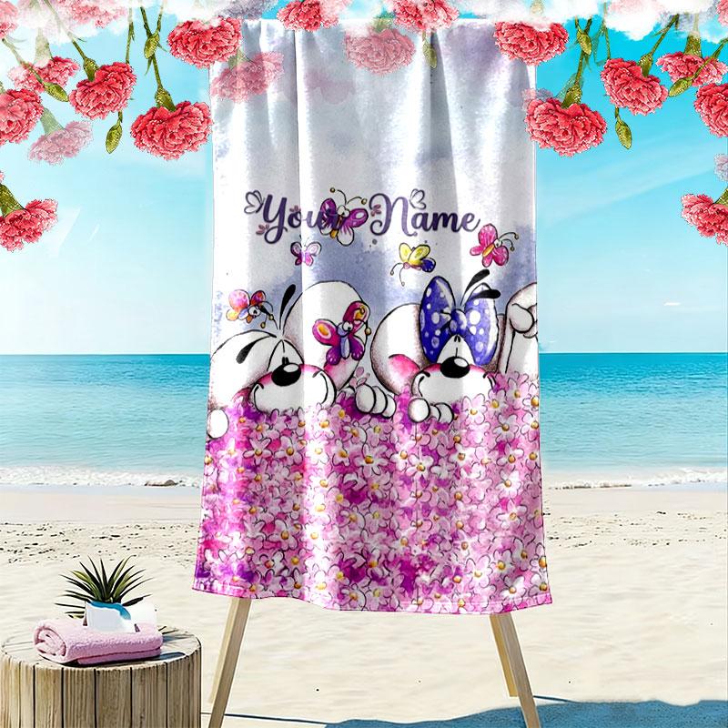 Diddl Custom Name Print Beach Towel, Large Soft Quick Dry Towel for Beach Camping Swimming