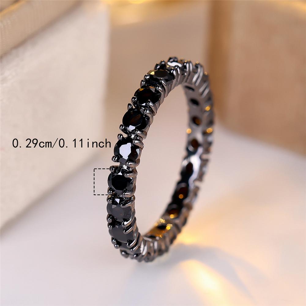 Female Black Round Zircon Stone Wedding Jewelry Promise Love Engagement Rings For Women