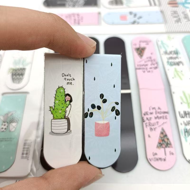 Kawai Magnet Cartoon Creative Potted Plant Series Cute Student Bookholder Gift Refrigerator Sticker Customized Magnetic Bookmark