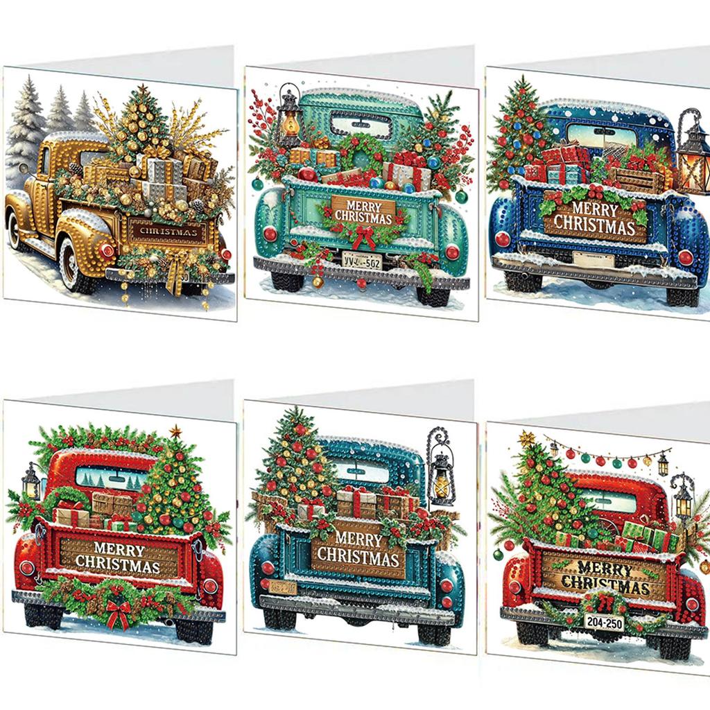 6Pcs Christmas DIY Diamond Art Greeting Cards Diamond Painting Greeting Card Kit for Adults DIY Craft Family Friend Xmas Gifts