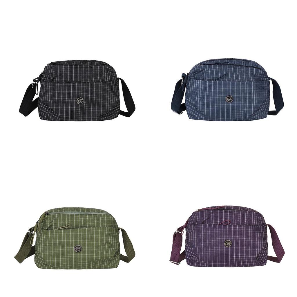 Korean Style Nylon Crossbody Bag With Grid Pattern For Casual Daily Use