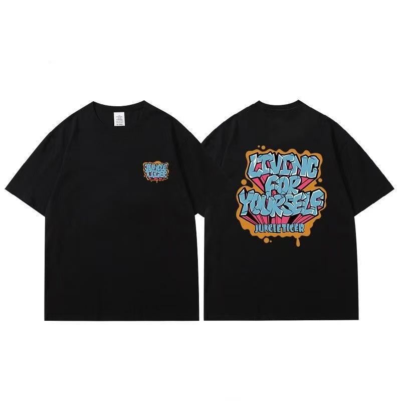 

2025 Summer and autumn trendy hip-hop print T-shirt loose and casual short-sleeved men s and women s sportswear top 4XL