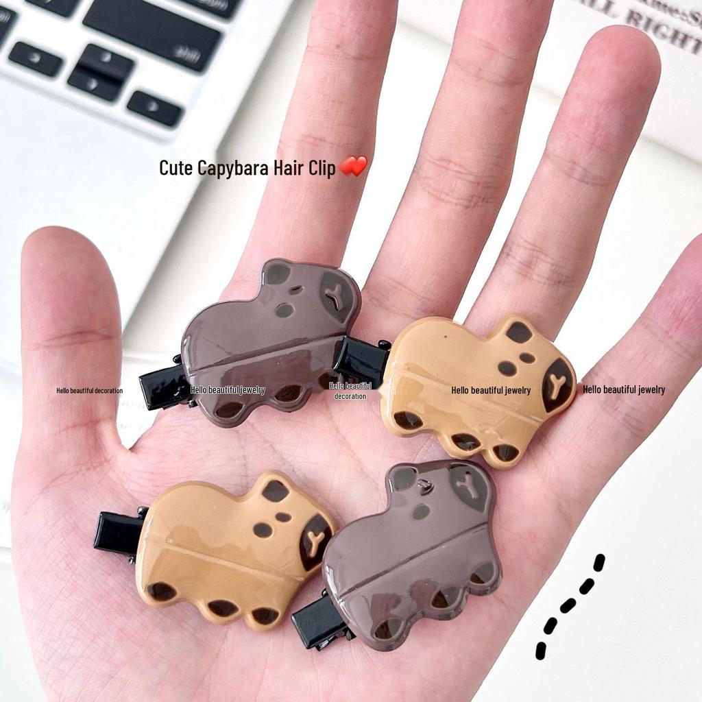 Capybara Cartoon Hair Clip - Funny Xiaohongshu Style for Girls & Students