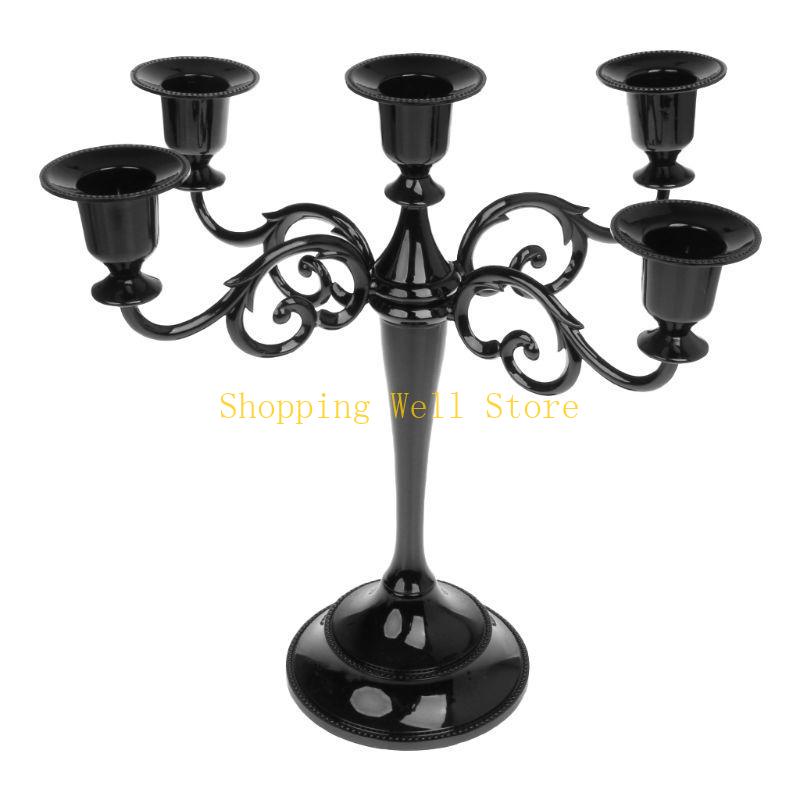KX4B Silver/Gold/Black/Bronze 5 Arms Metal Holder Candlestick Candelabra Stand