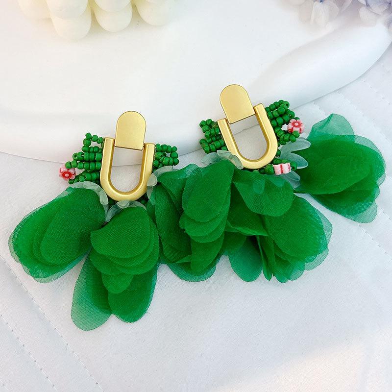 Large Hanging Lace Flower Earrings Women 2023 Trend Hanging Luxury Design Lace Cotton Petals Fairy Elegant Jewelry Accessories