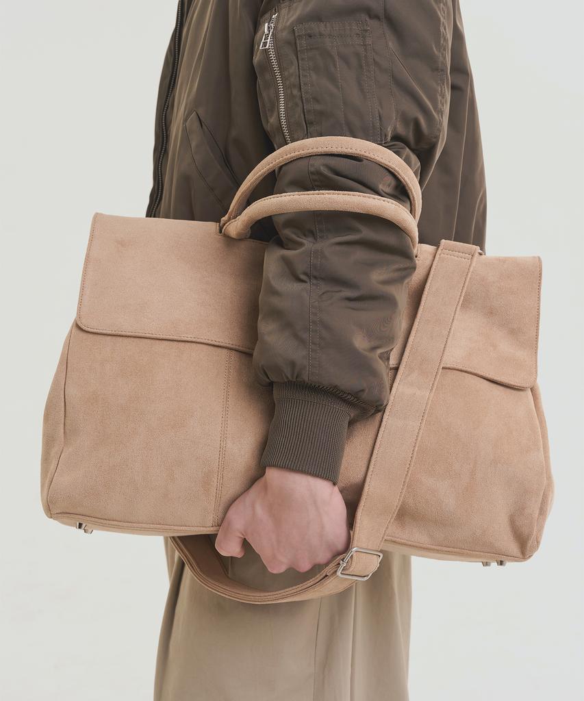 Noise Suede Big Crossbody Tote Bag - Beige