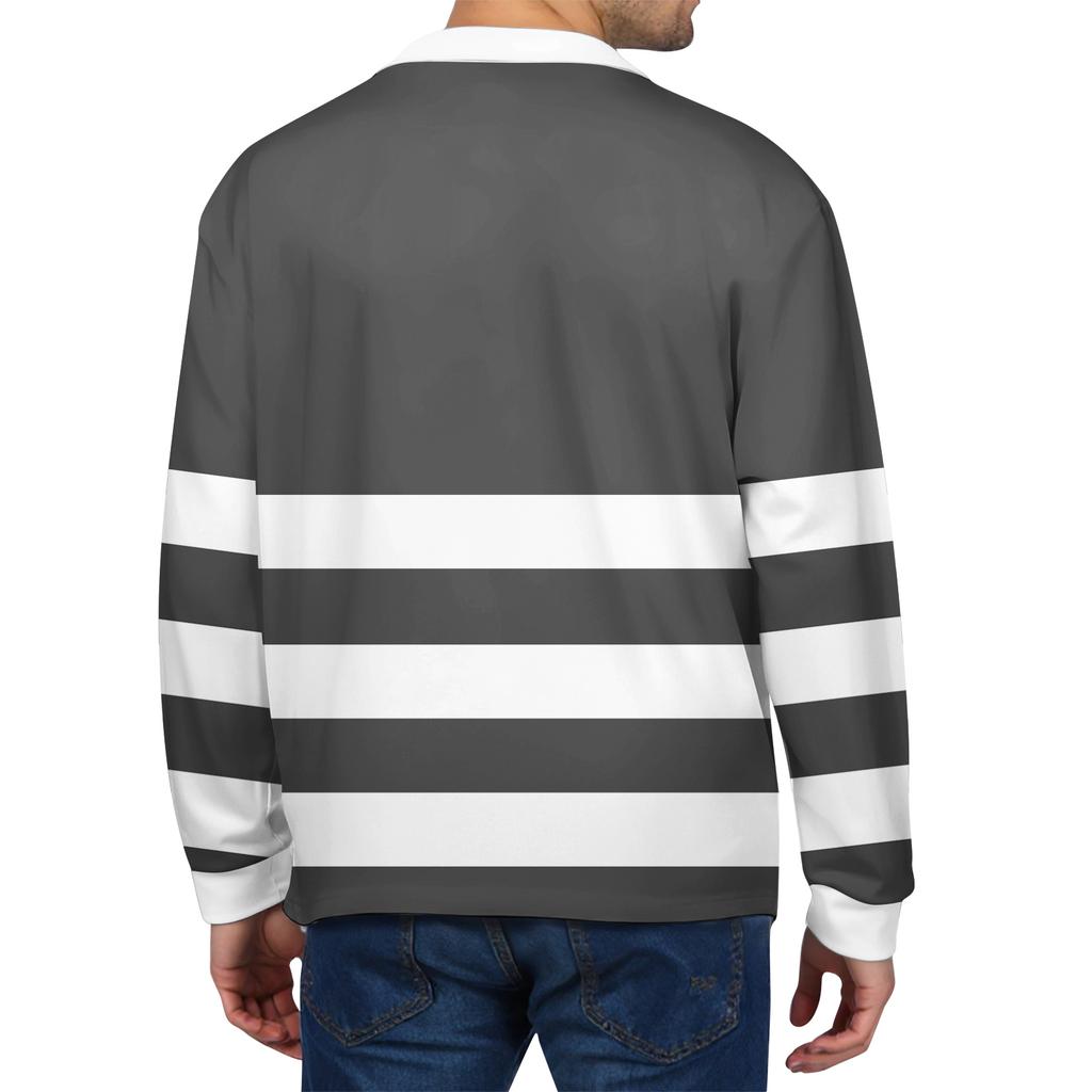 Men's Casual Striped Print Button-Up Long-Sleeve Tops
