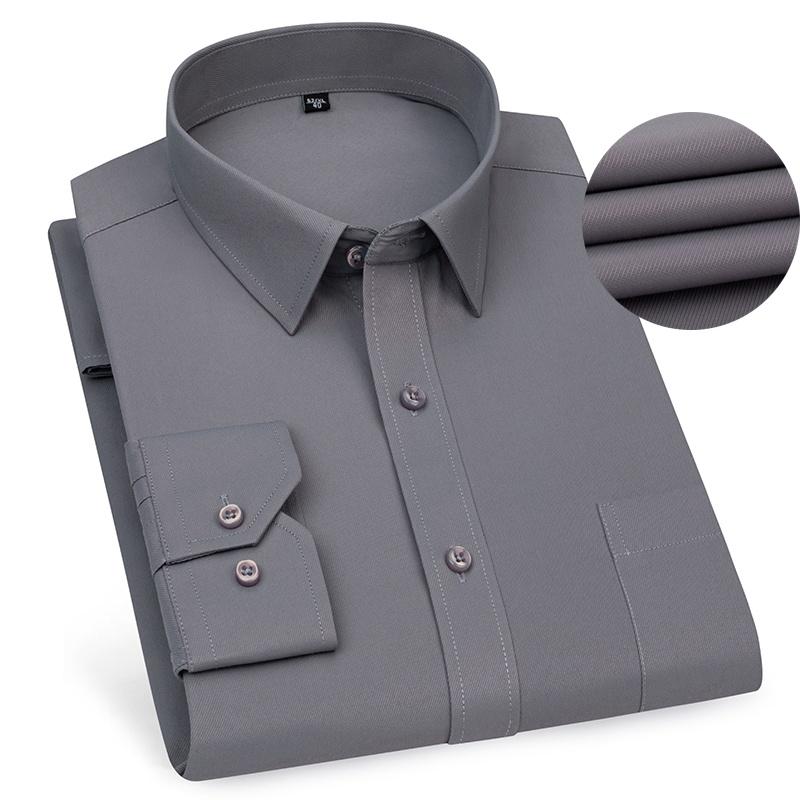 Men Formal Shirt Long Sleeve Office Solid Color Striped Business Social Men's Long Sleeved Shirt Work White Shirt Men Clothing