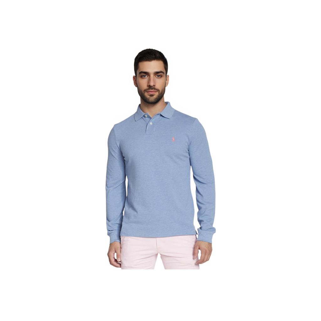 Polo Ralph Lauren FW23 Embroidered Pony Logo Long Sleeve Polo Shirt Men tops Light-Blue 710680790013