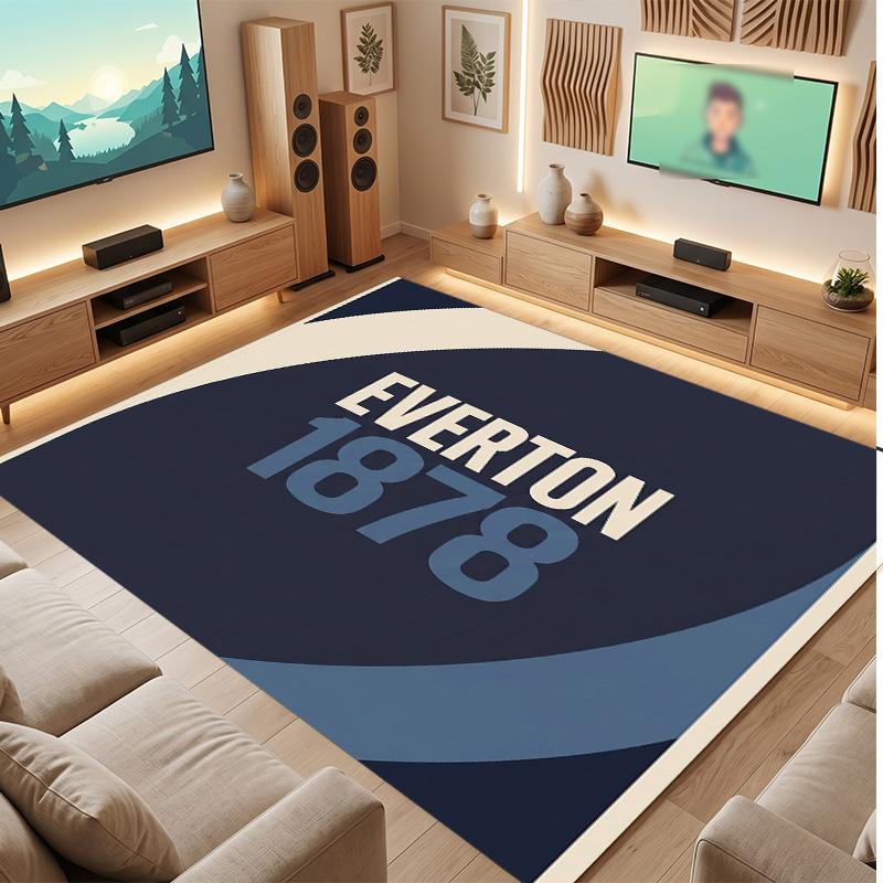 Tappeto in Velluto di Cristallo con Stampa Calcio Everton, Comodo Assorbente d'Acqua Antiscivolo Tappeto per Pavimenti Interni