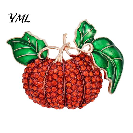 Harvest Festival Brooch Rhinestone Pumpkin Brooch, Lapel Pin for Halloween Thanksgiving Decorative Pins Festival, Autumn Clothing Accessory