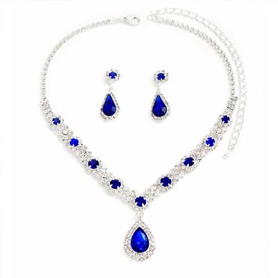 1 Set Holiday Gift Luxury Earrings Trendy Jewelry Sets Elegant Rhinestones Party Decor Necklace