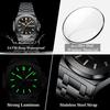 Luxury Square Men's Watches Waterproof Luminous Date Week Men Watch Stainless Steel Fashion Quartz Wristwatch