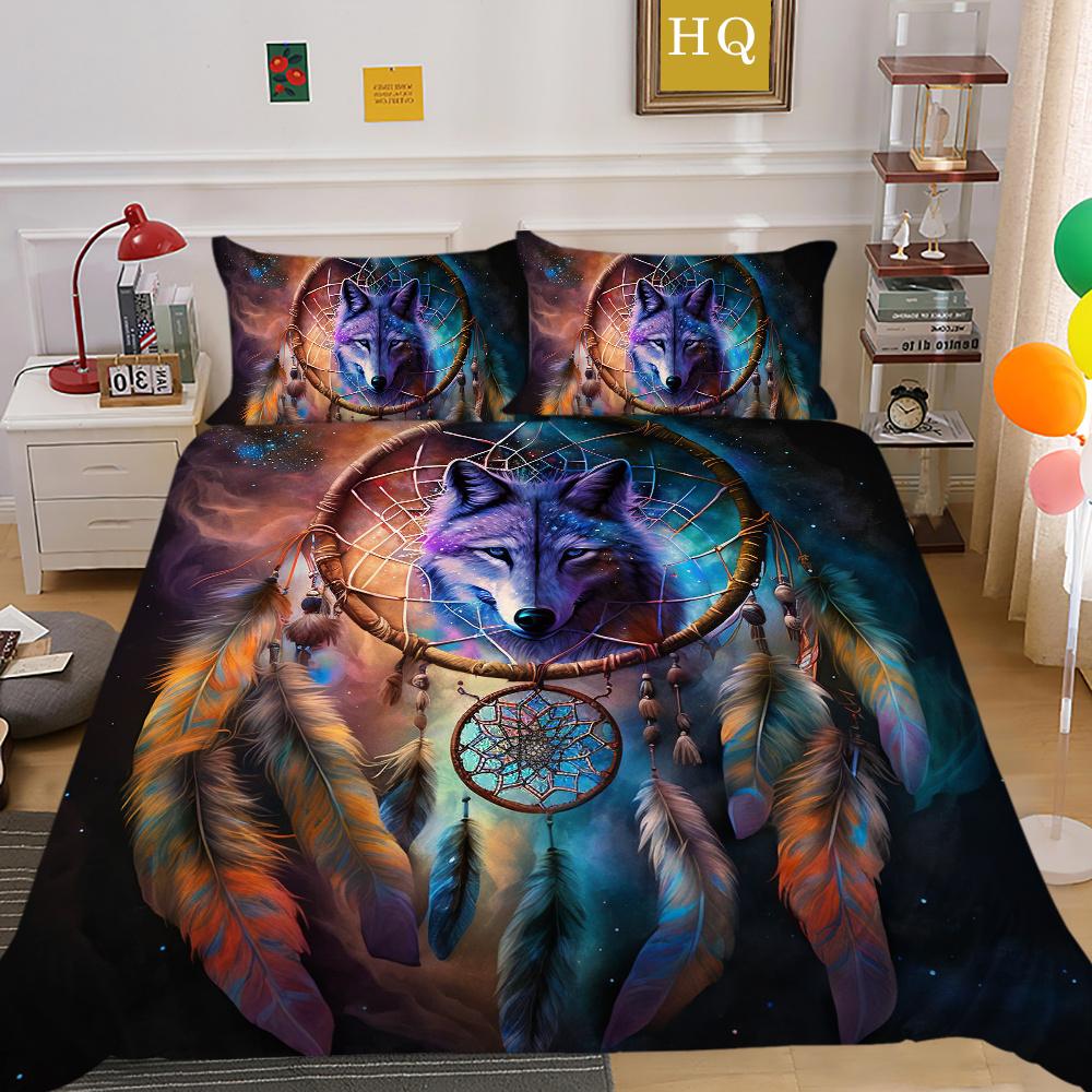 Bettbezüge, Wolf-Druck, King-Size-Mikrofaser-Bettwäsche-Set, Bezug für Mann, weich, hochwertige Heimtextilien