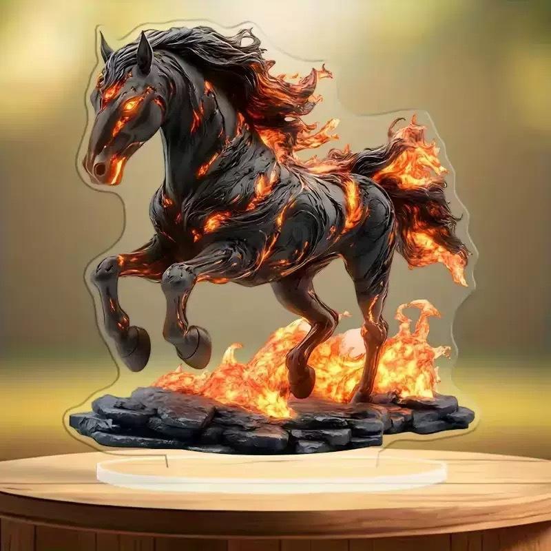 

2D плоская акриловая фигурка с рисунком лошади, настольное украшение для спальни, гостиной, офиса, символ богатства и процветания A12