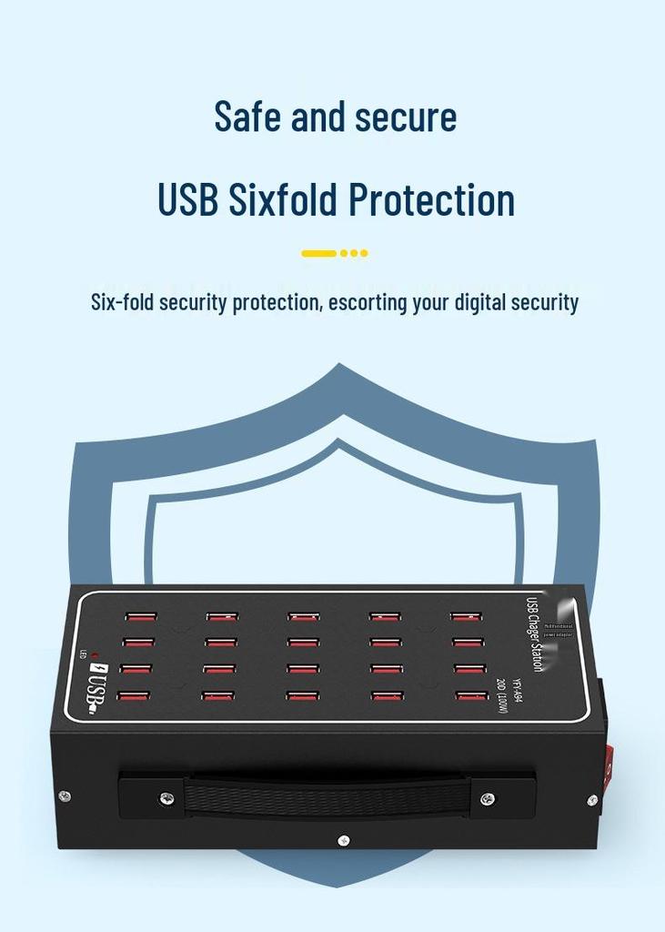 Premium Aluminum Alloy Multi-Port Charger – 10 To 60 Ports, 300W Power Supply.