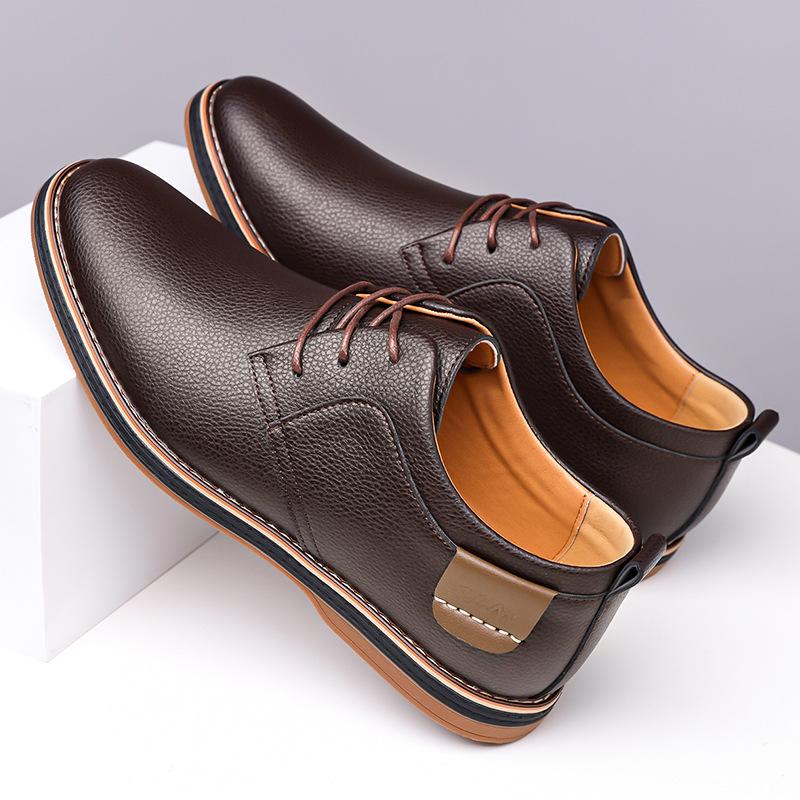 2026 Men's Versatile Leather Lace-up Shoes: Soft Sole for Business & Casual Wear