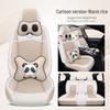 Universal Linen Cartoon Panda Car Seat Cushion Set for All-Season