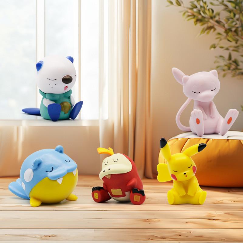 Pikachu 5pcs Sleeping Action Figure Capsule Toy Anime Collectible Doll