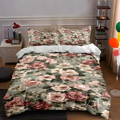 Floral Rose Pattern. Bedding Duvet Cover Sets Duvet Covers Pillowcases Gifts (1 * Duvet Cover 2 * Pillowcases, Without Duvet Insert)