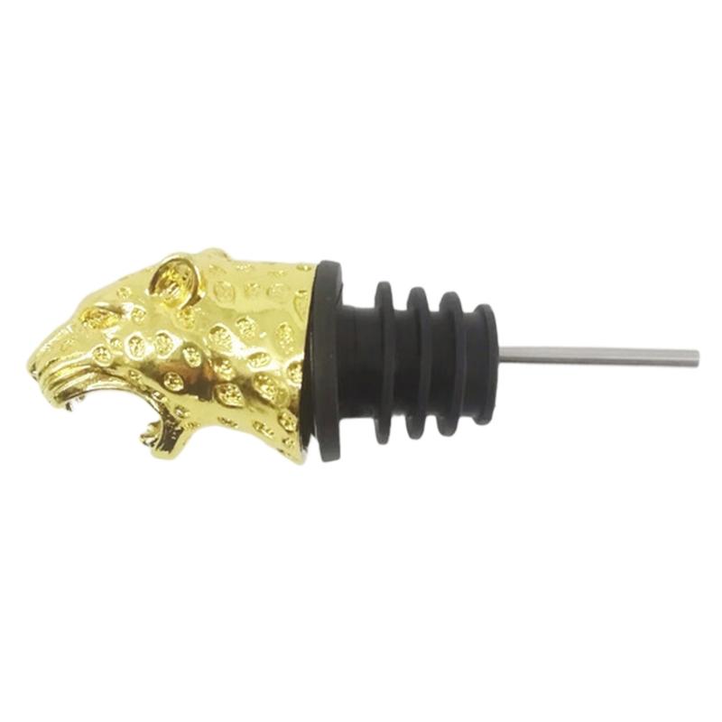 Elegant Zinc Alloy Animal Head Wine Pourer Stopper Bottle Stopper Metal Texture for Wine and Home Decors Enthusiasts золотой