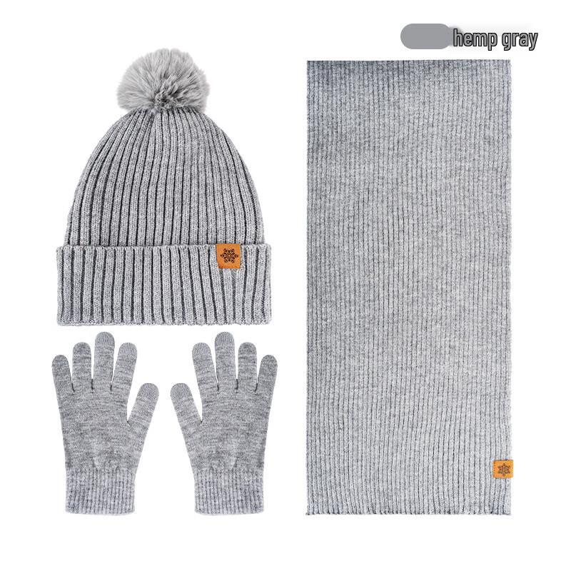 Wool Knitted Hat, Scarf, and Glove Set