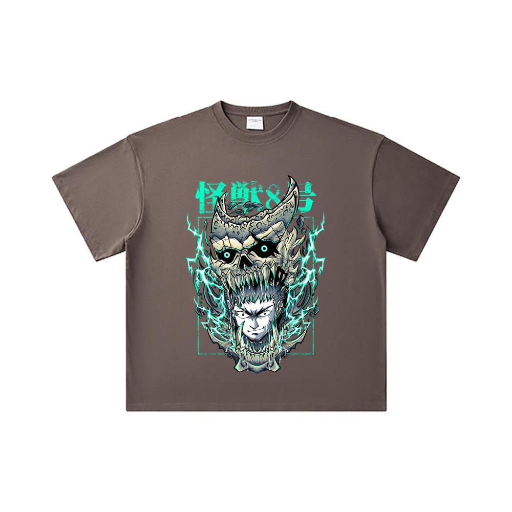 260 GSM Double Yarn 32 Count 100% Cotton Kaiju No 8 V19 Kafka Print Unisex Heavy Cotton T Shirt