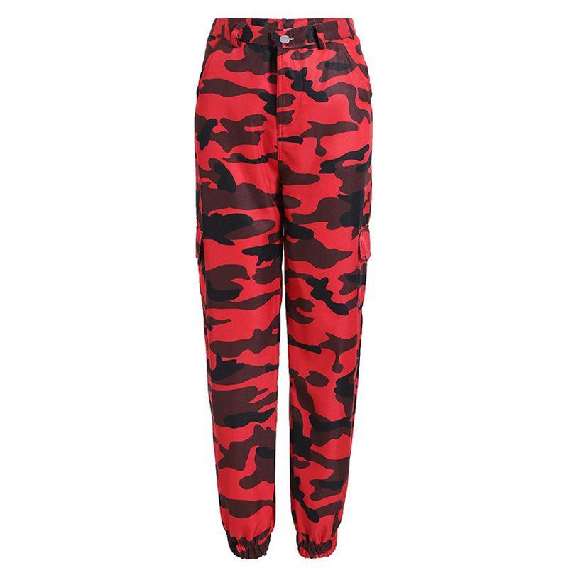 Printed Bucket Side Pocket Loose Pants Printing Series Buckle Side Pocket Loose Pants Female