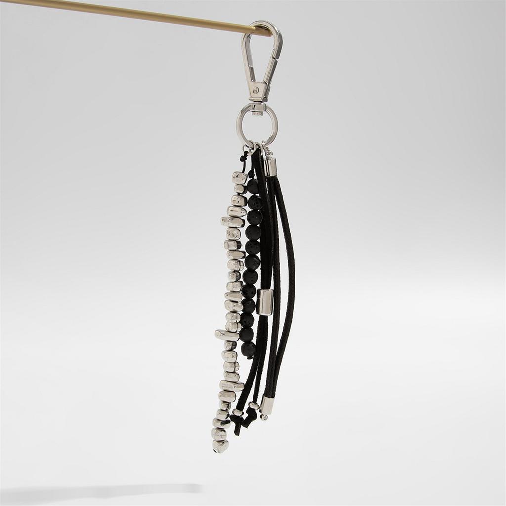 Unique Geometric Bead Bag Chain Keychain Charm With Tassel Accent For Purse Keys Jewelry Accessories Decoration