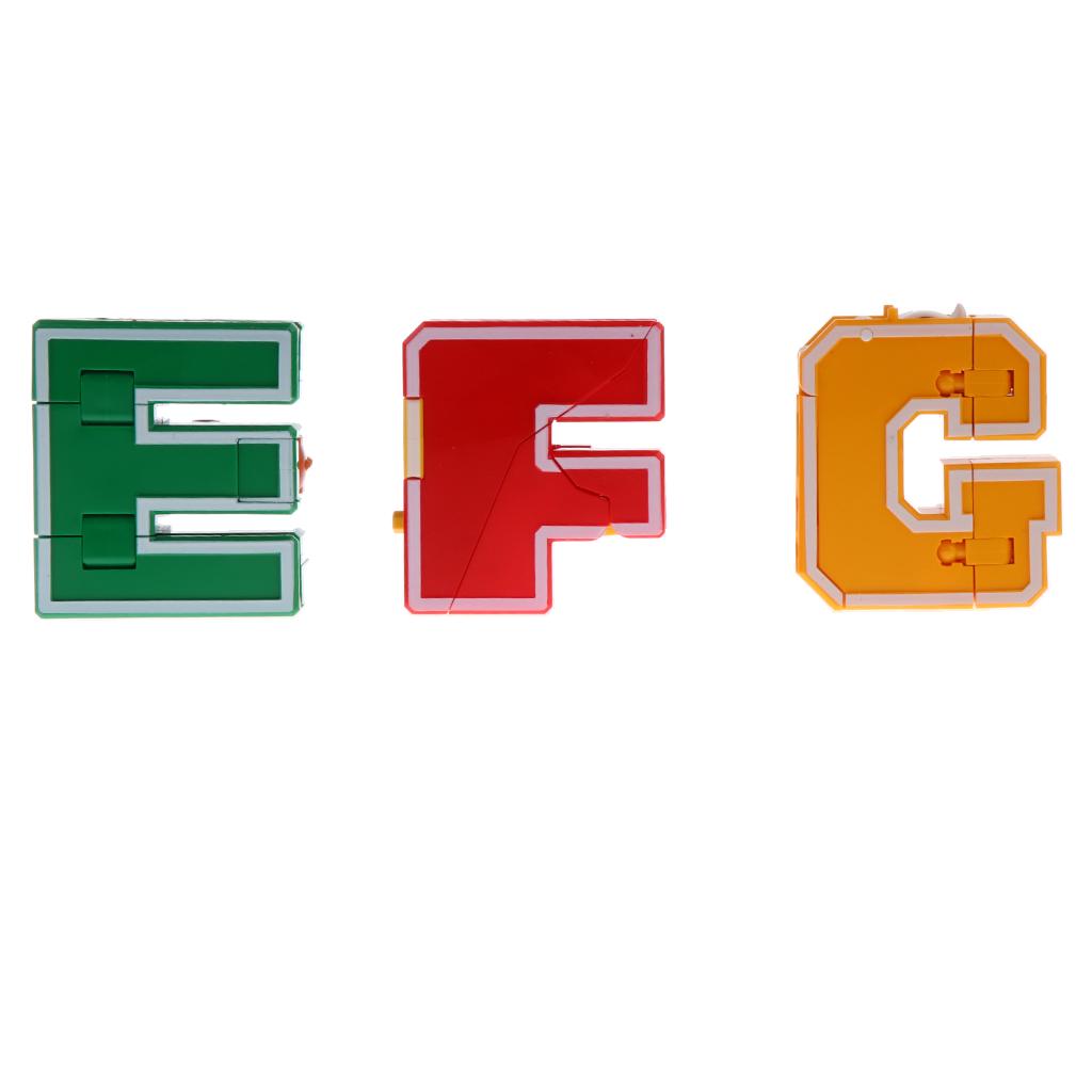 E F G English Letters Armour Transforming Robot Toy for Kids Play Display