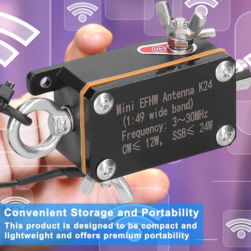 Pocket EFHW Antenna K24 3 30MHz Frequency Band Shortwave Antenna Wideband End Fed Halfwave Antenna with Cloth Storage