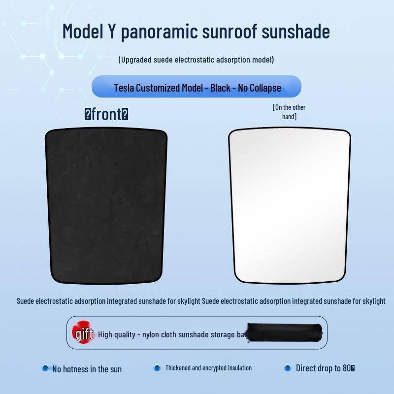 Model Y/3 Suede Sunroof Shade: Tesla Sun Protection & Heat Insulation