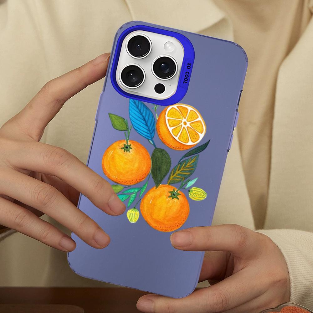 Leaves Fruit Lemon Peach Pomegranate Grape Phone Case For IPhone 16 15 14 13 12 11 Pro Max XSMAX 8 Matte Shockproof Back Cover