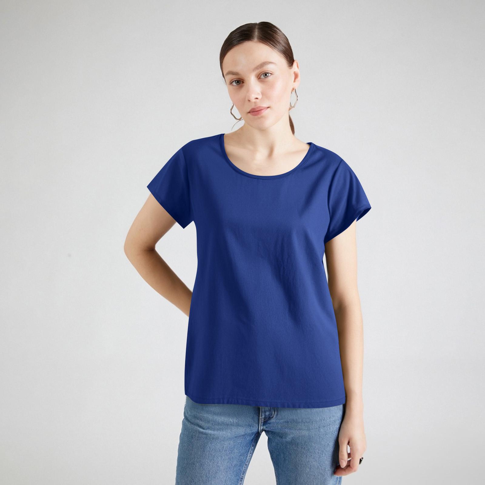 

Женский однотонный легкий топ с круглым вырезом и короткими рукавами XXL