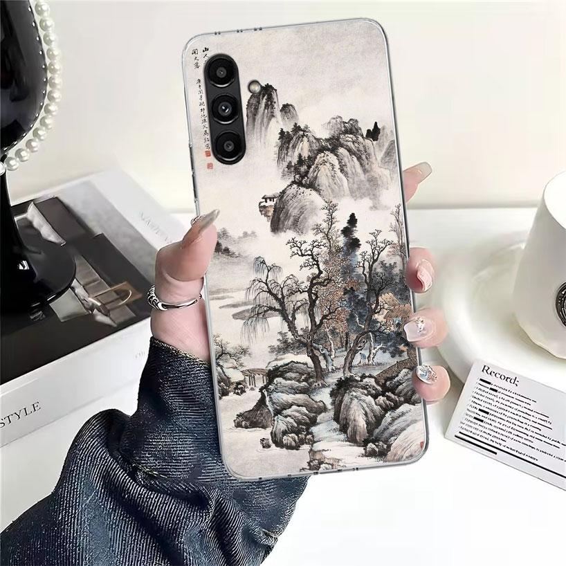

Чехол для телефона в китайском стиле, арт, тушь, для Samsung Galaxy A13 A14 A15 A16 A17 A53 A54 A55 A56 A57 A33 A34 A35 A36 A37 A23 A24 Samsung A14