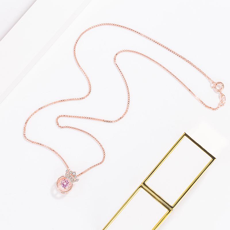 Korean Dancing Heart Crown Pendant Rose Gold Necklace Choker - Simple Fashion Jewelry for Women