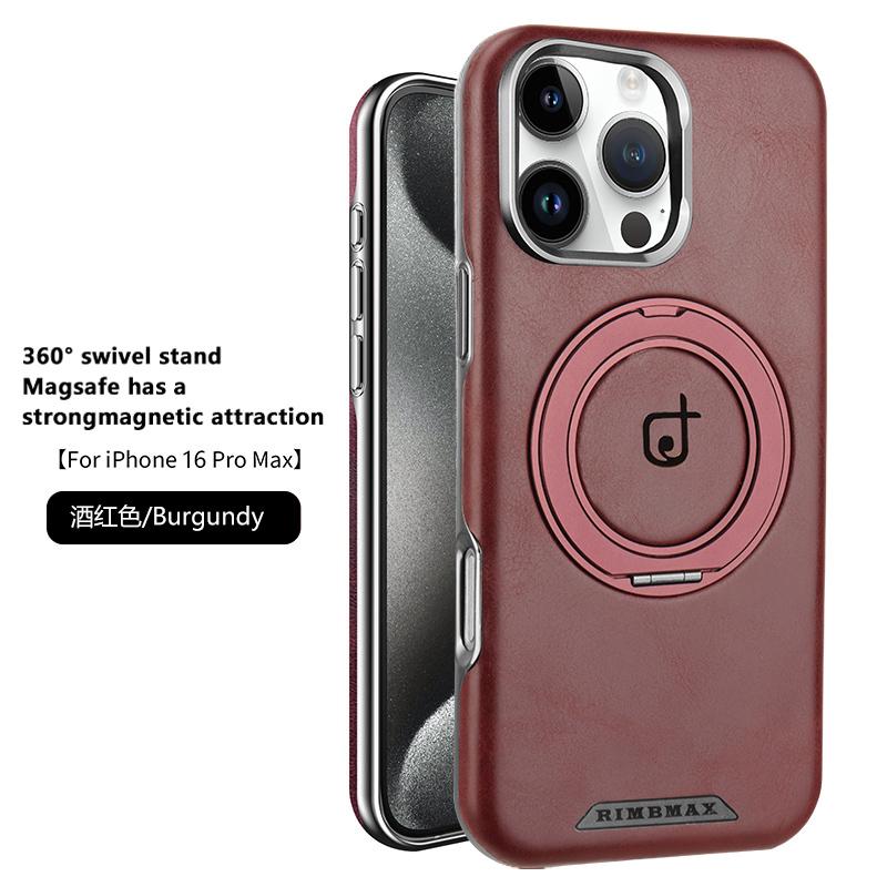 

For iphone 16 15 14 13 12 Pro Plus Max Case Matte Leather Microfiber Lining 360° Rotation Metal Stand Full Back Soft Cover Artificial leather&iPhone 16