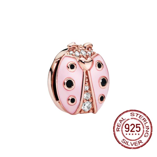 925 Sterling Silver   Autumn New Charm Flower Pink Series Charm Beads Fit Original Bracelets Women Jewelry