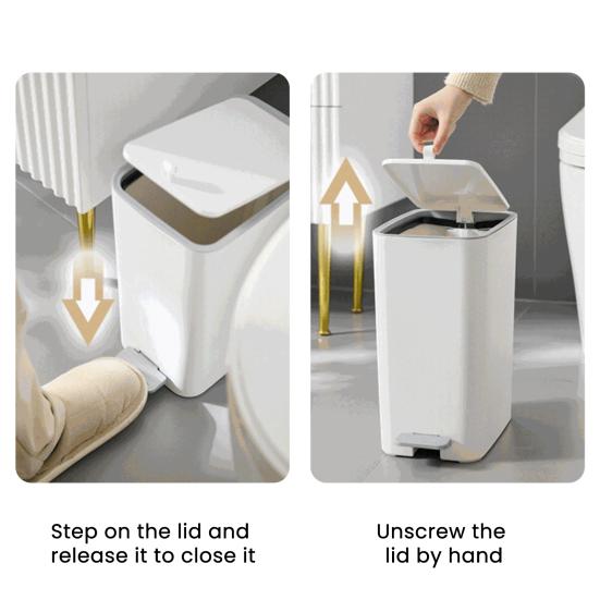 Slim Bathroom Trash Can 2 Gal/ 3 Gal Garbage Can with Lid Soft Close Step Pedal Trash Bin Odor Control Waste Bin for Bathroom Bedroom Kitchen Office